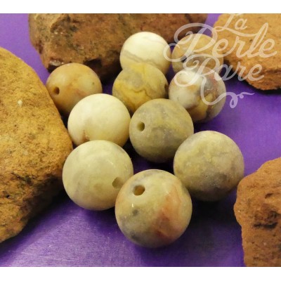 Ronde 8 - Agate folle naturelle mat (10 pces) 